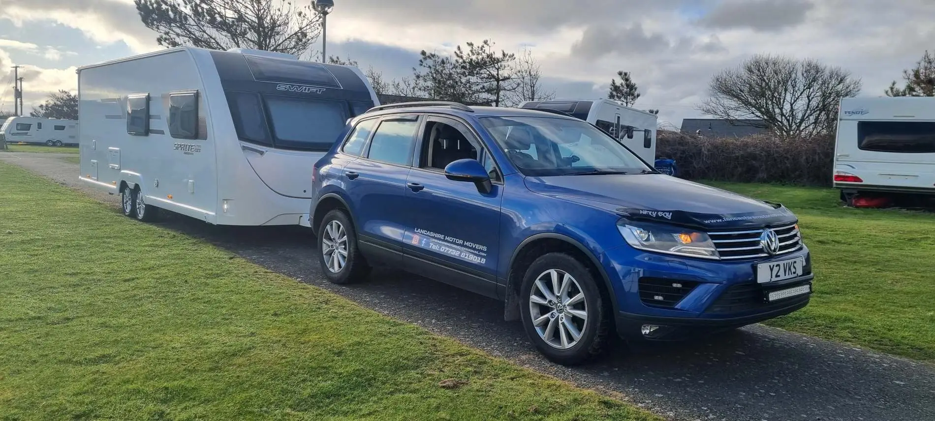 Touring caravan ready for site relocation Lancashire Motor Movers Morecambe